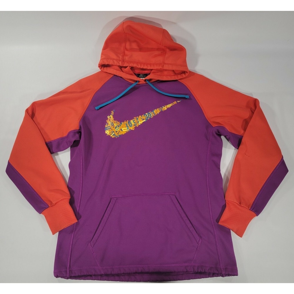 Nike Just Do It Swoosh Hoodie Colorful Purple Reddish-Orange Therma-Fit